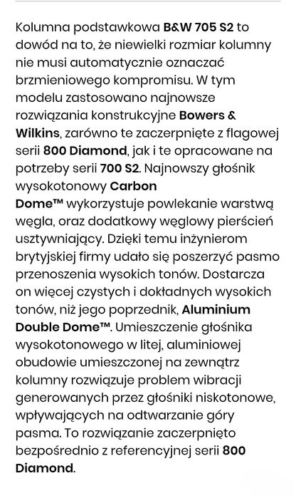 Bowers & Wilkins B&W 705 S2 biała satyna polecam
