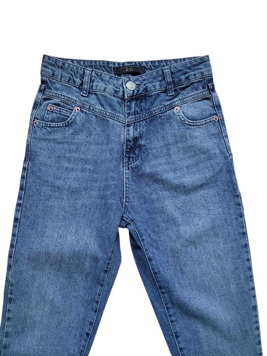 Niebieskie jeansy spodnie damskie 36,S BSL 100% bawełna wysoki stan