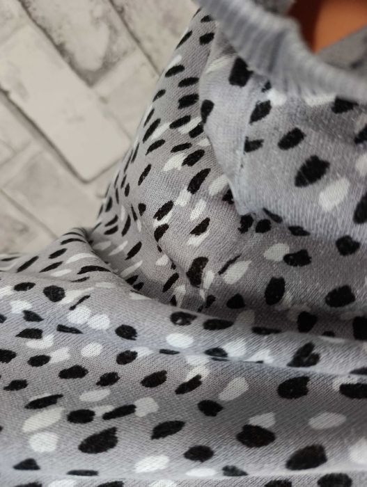 krótka elastyczna sukienka XL z dzianiny mini tunika dzianinowa szara