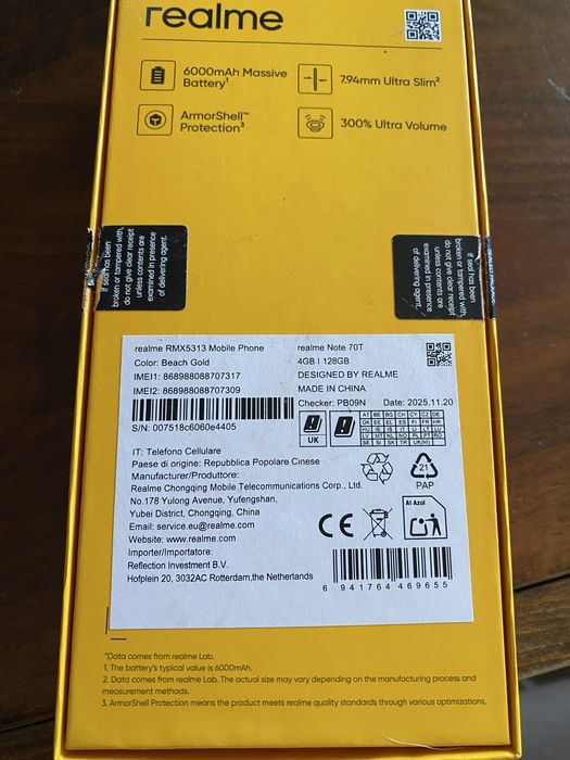 Realme Note 70T na gwarancji