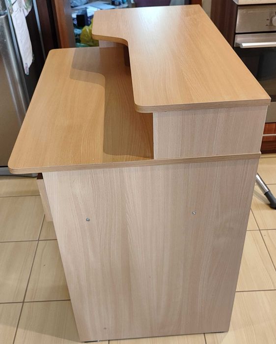 Funkcjonalne biurko komputerowe z nadstawką i szufladą – dąb sonoma.