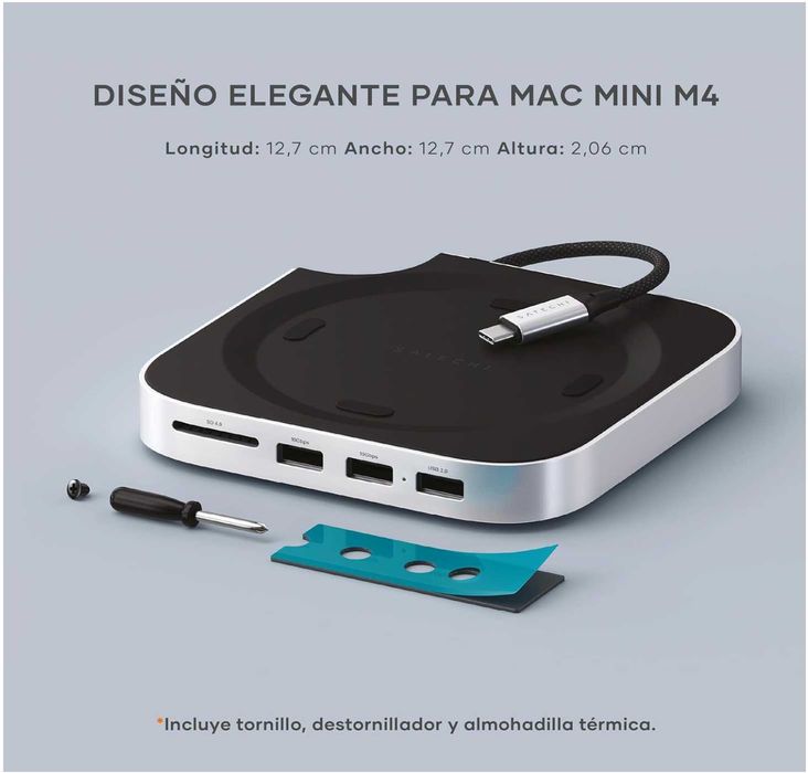 SATECHI Mac Mini M4 Hub e suporte com caixa SSD NVMe, Dock