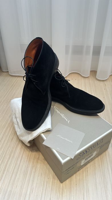 Santoni ботинки замш 43,5