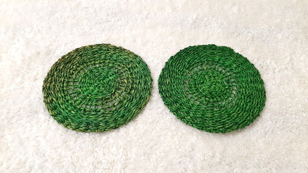 Підставки під посуд/квіти круглі зелені бамбук набір 2шт В'єтнам