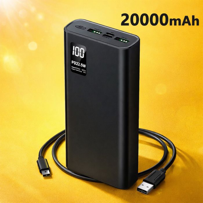 Надпотужний павербанк 20000 mAh з швидкою зарядкою та LED-дісплеєм