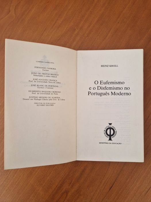 Livro "O eufemismo e o disfemismo no português moderno", Heinz Kröll