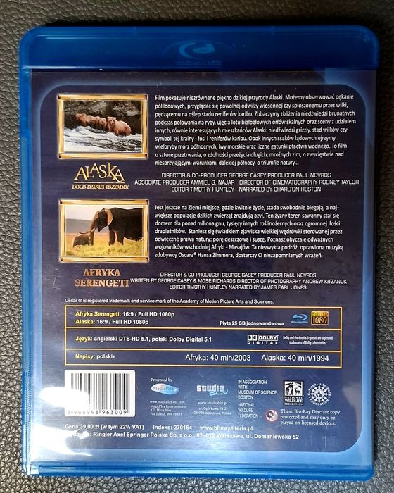 2 filmy blue-ray. Alaska. Duch dzikiej przyrody i Afryka Serengeti