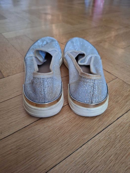 Buty, baletki, baleriny, tenisówki F&F - srebrne - roz. 38