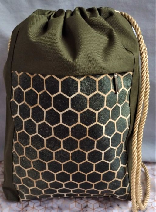 Workoplecak wodoodporny plecak plecy zielony khaki złoty plaster miodu