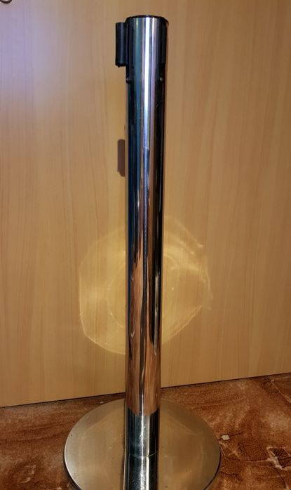 OKAZJA! Słupki ogrodzeniowe z czarną taśmą regulacja, chrom, płot 4szt