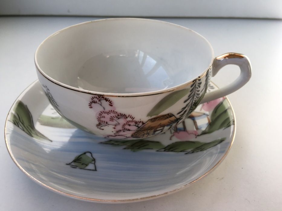 2 Chávenas de porcela  japonesas , cerca 1930 ,Geisha Girl Lithophane