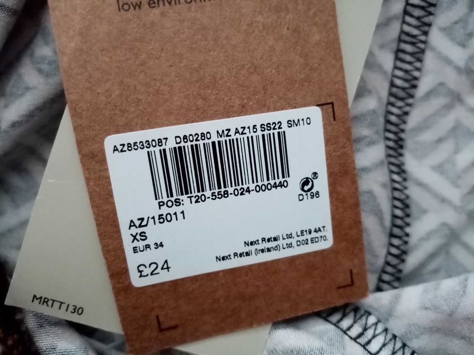 Next spodnie damskie joggers letnie wzór retro wiskoza elastan XS-34