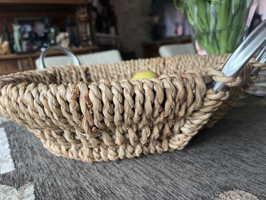 Nowy solidny kosz koszyk na owoce rattan wiklina sznur naturalny