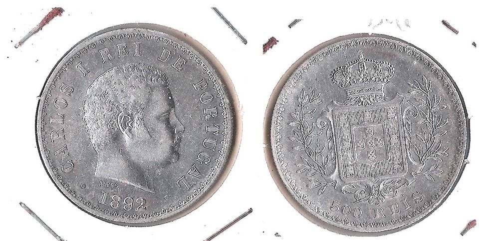D. Carlos I - 500 Reis - 1892 - pouco circulada