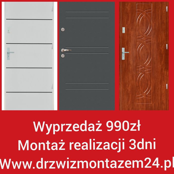 Wyprzedaż 990zł drzwi z montażem do mieszkań Legnica