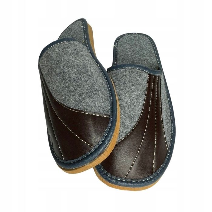 Ciepłe łapcie klapki kapcie męskie pantofle wygodne filcowe rozmiar 45