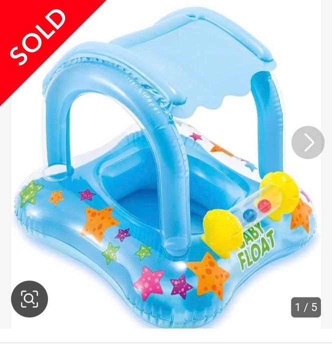 Pływak do basenu dla niemowląt z zadaszeniem przeciwsłonecznym