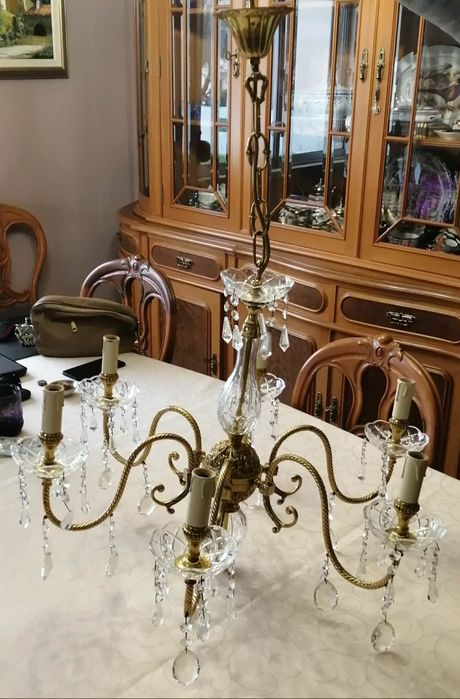 Candeeiro em latao e cristal vintage