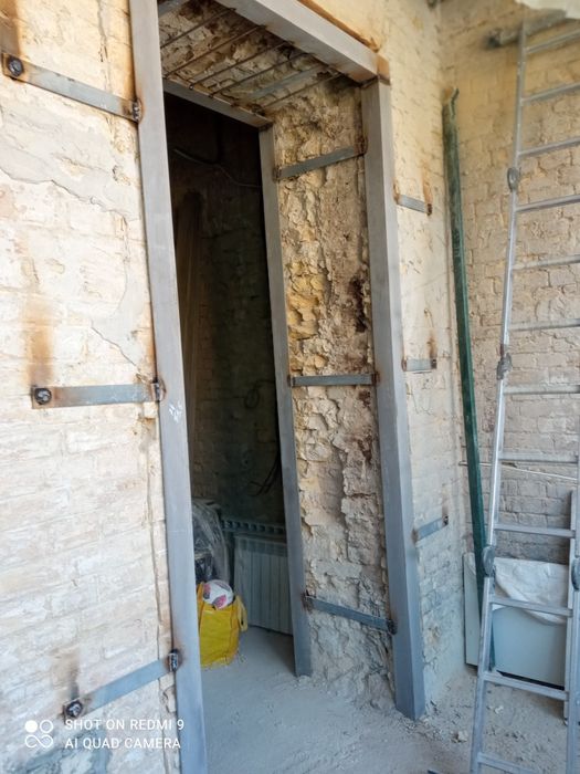 Увеличение проёмов.  Усиление стен, колон, проёмов. Стягивание домов.