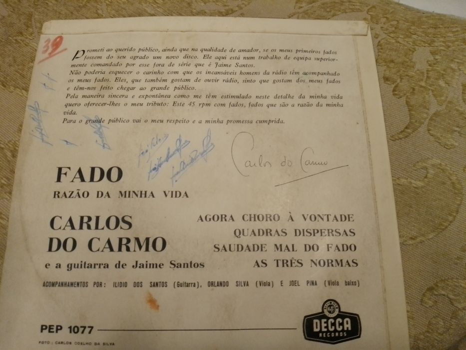 Carlos do Carmo-Single-Fado Razão da minha Vida/Assi-15E-CRui8EDesde2E