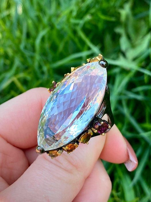 Srebrny pierścień z naturalnym Kryształem Górskim!!!