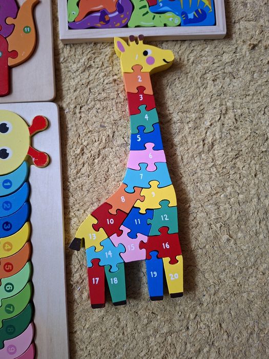 6 puzzles de madeira para criança