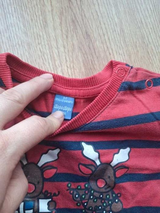 Czerwona świąteczna koszula tshirt z długim rękawem rozm. 92 dla chłopca chłopięca