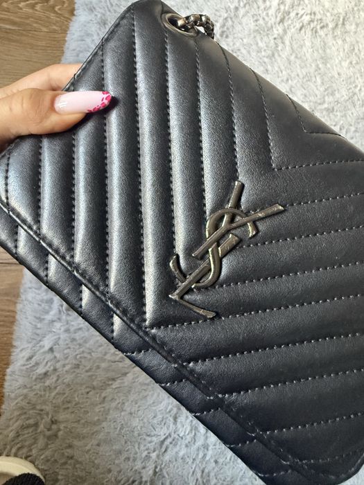 Czarna solidna piękna torebka na łańcuszku ala ysl