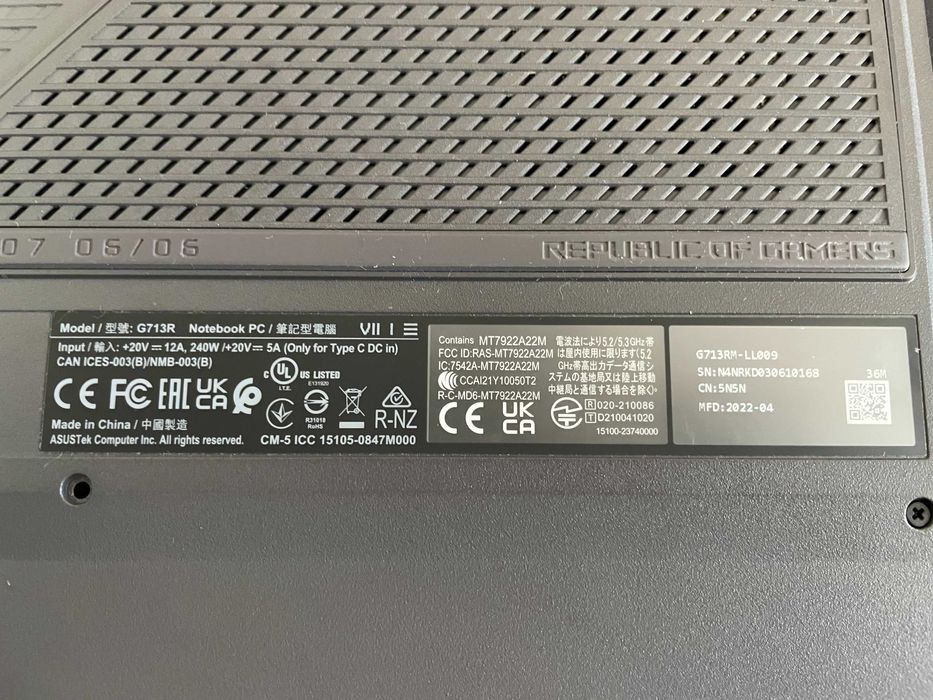 Asus Strix G17(2022)|Ryzen7-6800H|32GB RAM|SSD 1TB M.2|RTX 3060 6GB