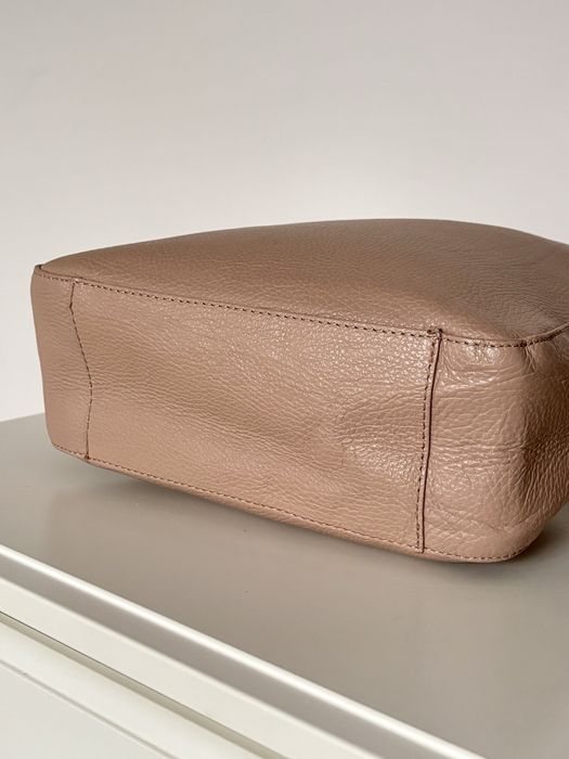 Torebka kuferek skóra licowa beż jasny róż Wojas mała stan bdb