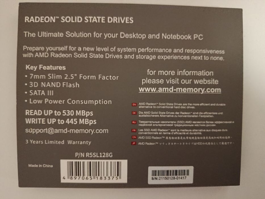 SSD диск AMD Radeon R3 128GB 2.5" SATA III 3D NAND TLC (R3SL0128G2)