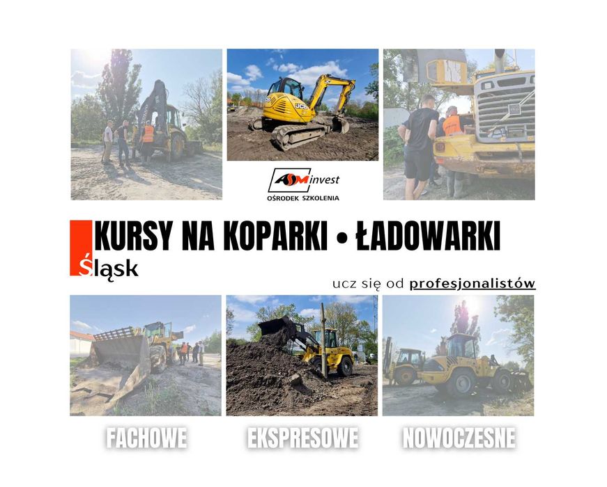 Kursy na operatora koparek, ładowarek, koparkoładowarek, spycharek