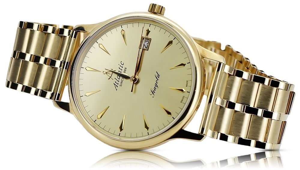 Złoty zegarek Atlantic 14K 585 z złotą męski mw003y&mbw007y Gdańsk