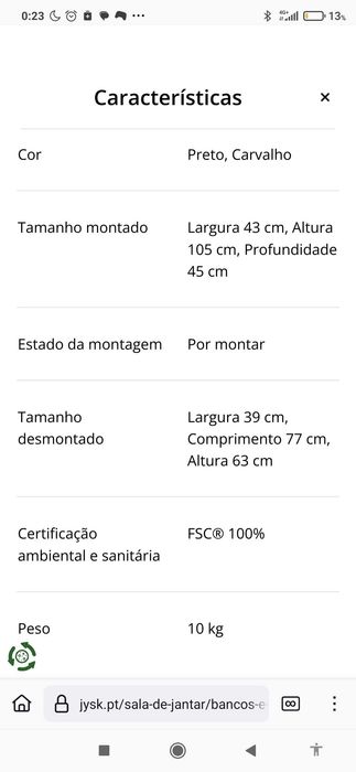 Balcão alto com 4 cadeiras. Ainda embalado