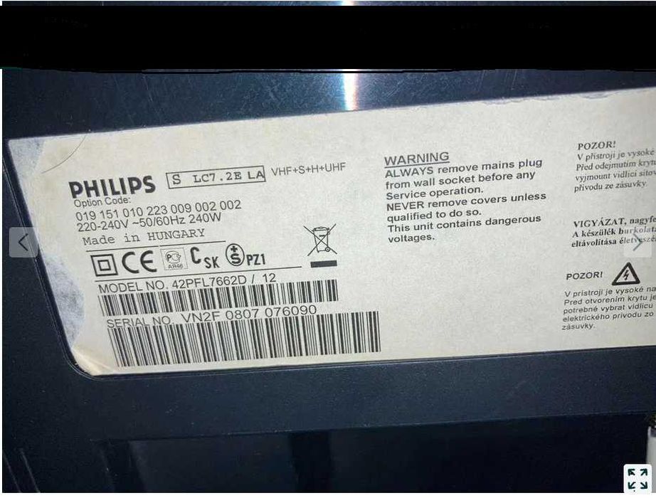 Телевизор Philips 42PFL7662/12 на запчасти
