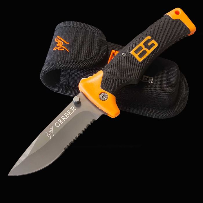 Nóż BG taktyczny EDC survival Bear Grylls ząbkowane ostrze  folding SHEATH knife back-lock