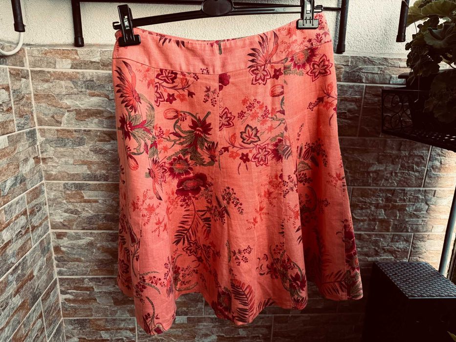 Marks&Spencer - j.nowa orange kwiaty letnia z lnem 42!