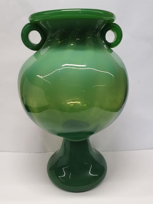 Wazon KIS Krakowskie szkło zielone, prl