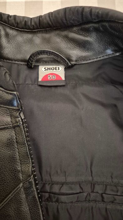 Jaqueta e calça de couro genuíno Shoei para motociclismo tamanho 50