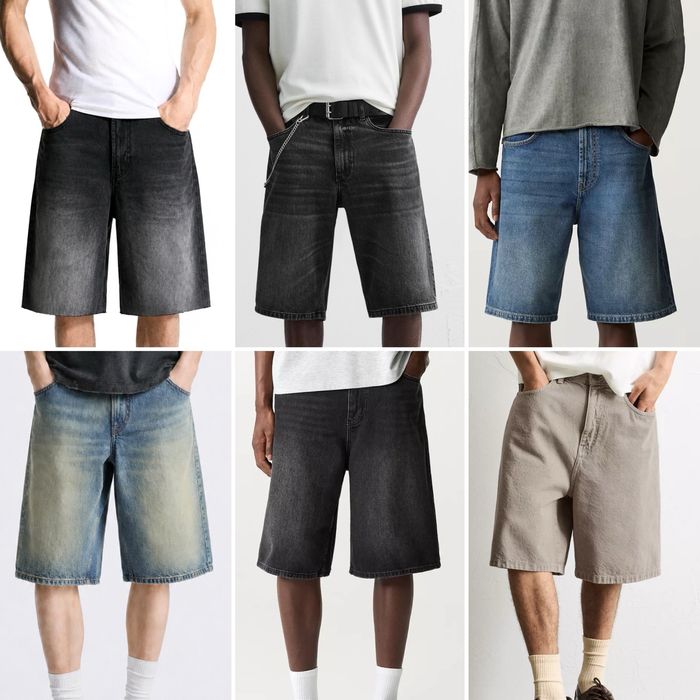 Чоловічі Шорти Pull&Bear Zara Bershka Baggy Fit Чоловічі Оригінал Нові Чорні Джинсові Широкие Джинсы Шорты Shorts Зара Бершка