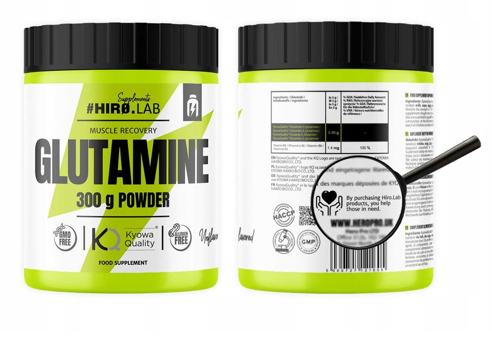 HIRO.LAB GLUTAMINA KYOWA 300g GLUTAMINE Proszek Naturalny Regeneracja