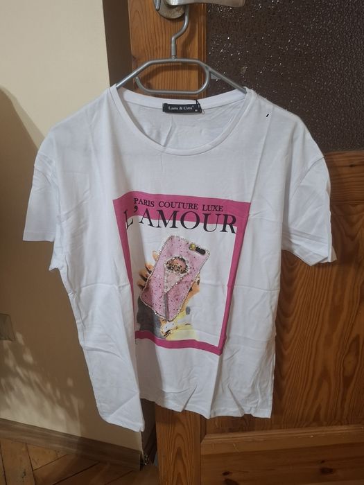 T-shirt biały nowy unikatowy