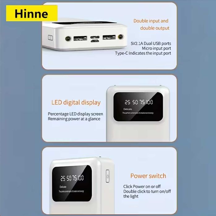 Оригінальний Портативний Повербанк Hinne 20000 з високою ємністю