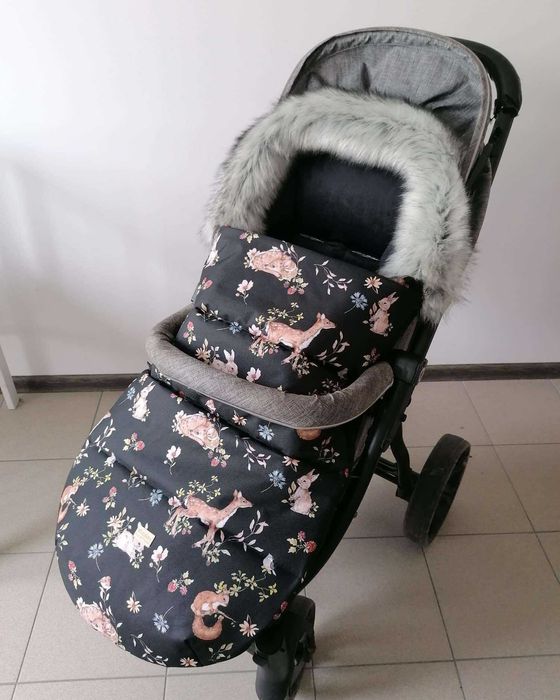 Śpiwór śpiworek do spacerówki M 100cm sarenki polski las