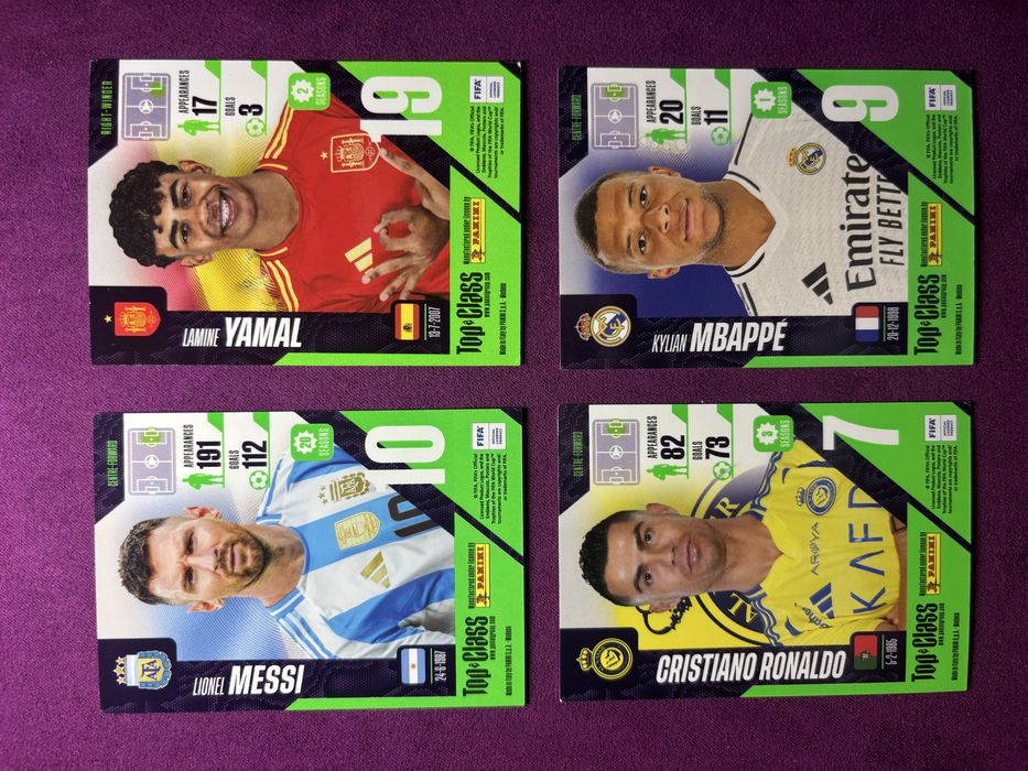 Super Lote : Cristiano Ronaldo Messi Yamal Mbappe Panini Top Class 25