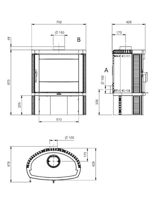 Koza wolnostojąca na drewno La Nordica JENNIFER 2.0 7,7 kW
