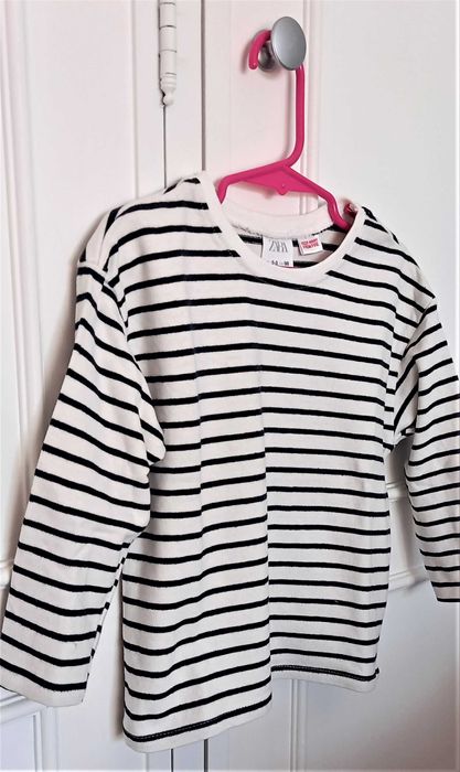 T-shirt de manga comprida brancas com riscas Zara [2- 3 anos] (98 cm)