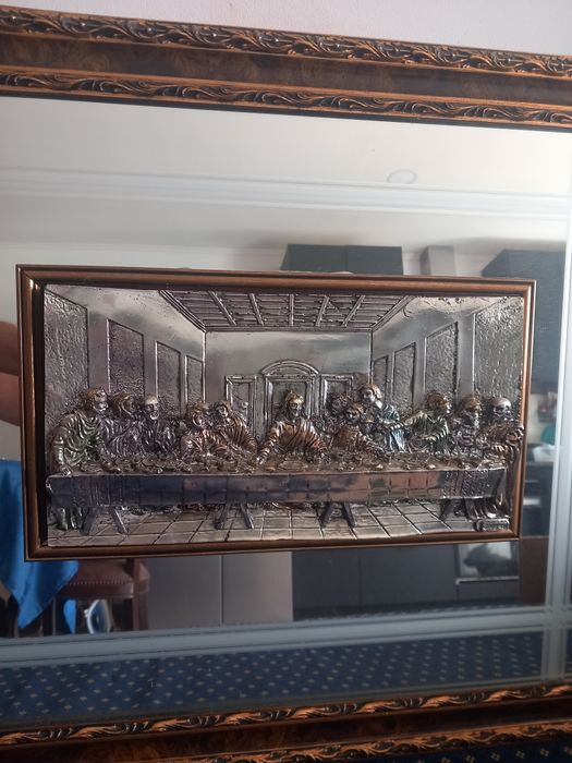 Quadro ultima ceia de Jesus  em relevo e em espelho