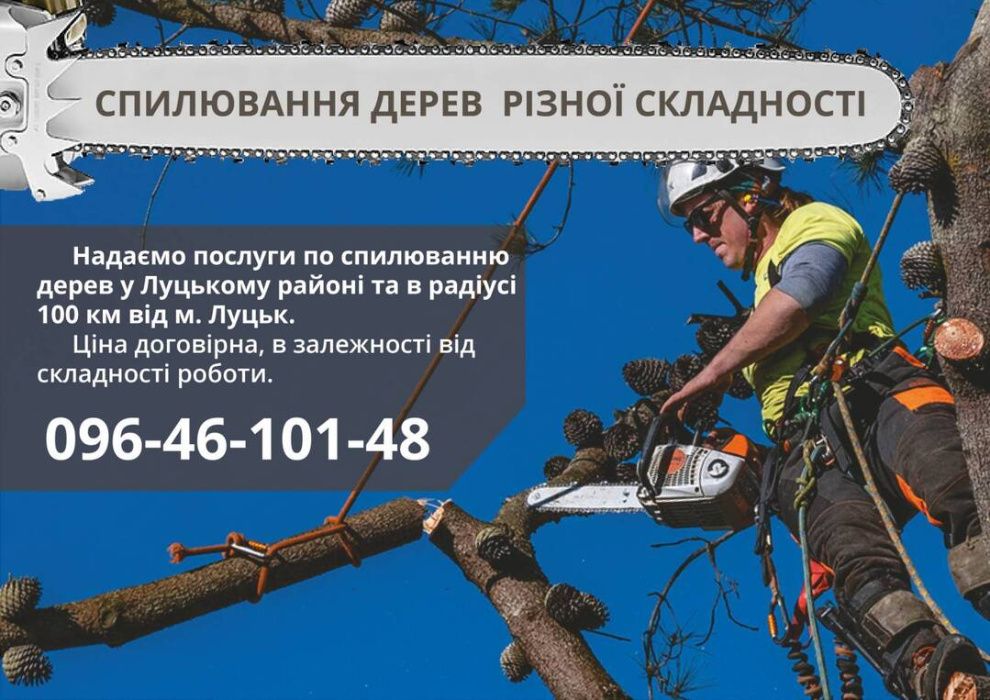 Аварійний спил дерев. Обрізка, зрізання, спилювання, зрізати дерево