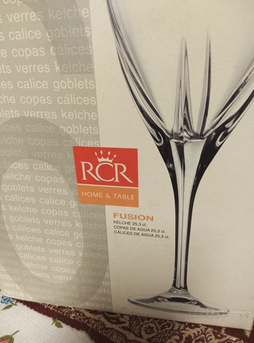 Copos de cristal de água seis copos medida 25.3cl marca rcr italiano